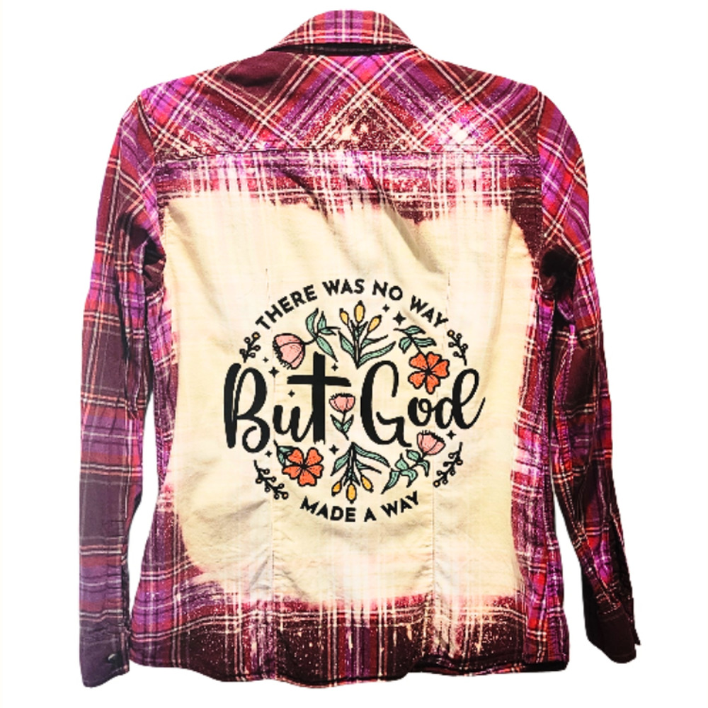 But God Custom Christian Upcycled Plaid Shirt, Women's S